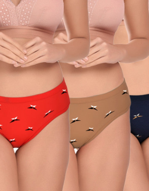 Women Bikini Cotton Multicolor Panty (Pack of 3) Dropdash