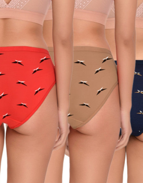 Women Bikini Cotton Multicolor Panty (Pack of 3) Dropdash