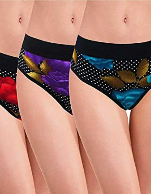 Women's Cotton Broad Elastic Cotton Panty (Pack of 3)(Multicolored) Dropdash