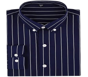Men's Casual Business Vertical Striped Sleeved Button Up Dress Shirt (Pack of 3) SourceInfi
