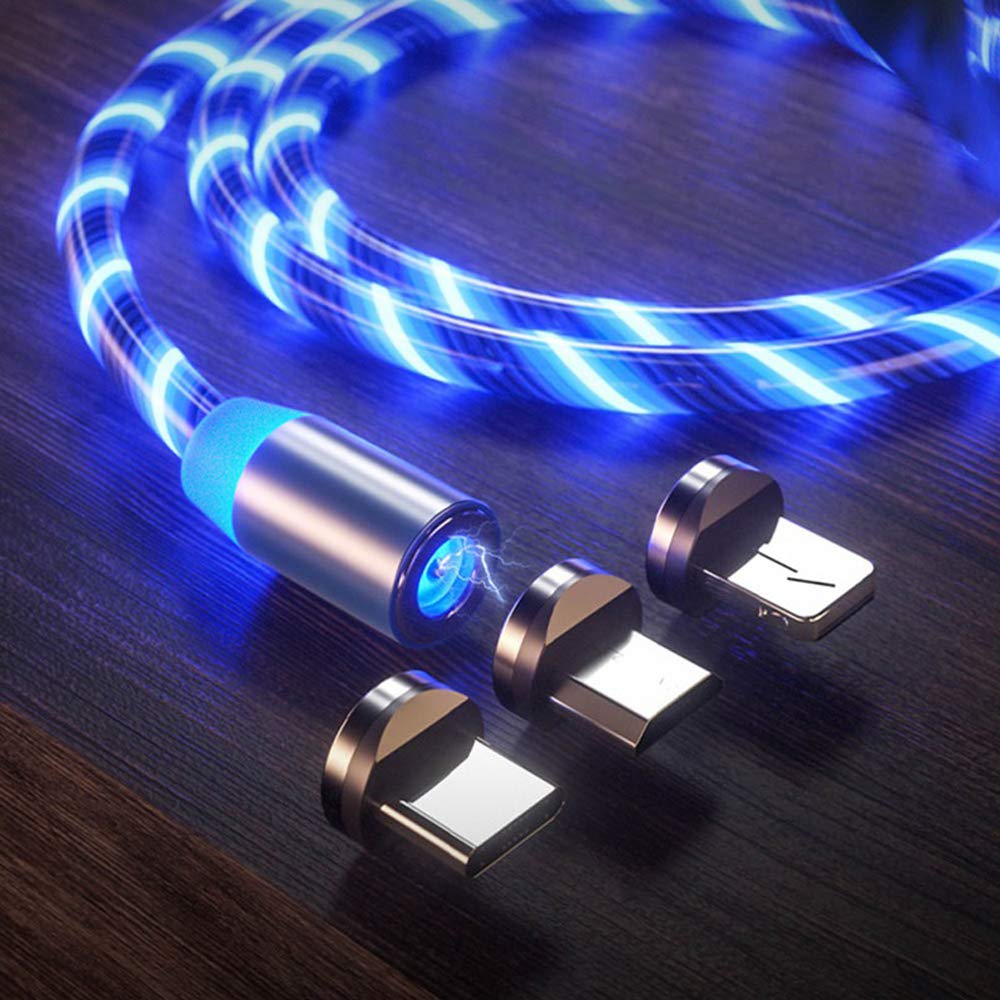 LED Magnetic Charging Cable 3 in 1 Streamer Light Fast Charging Cable SourceInfi