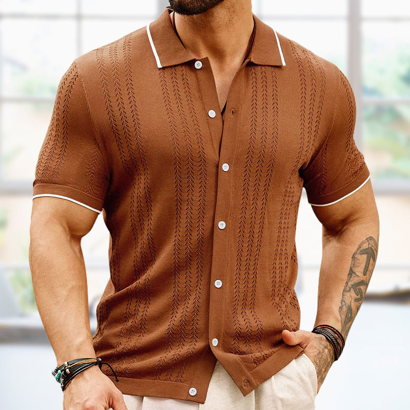 Short-sleeved Polo Shirt Summer Button Lapel Top Fashion Business Men's Clothing My Store