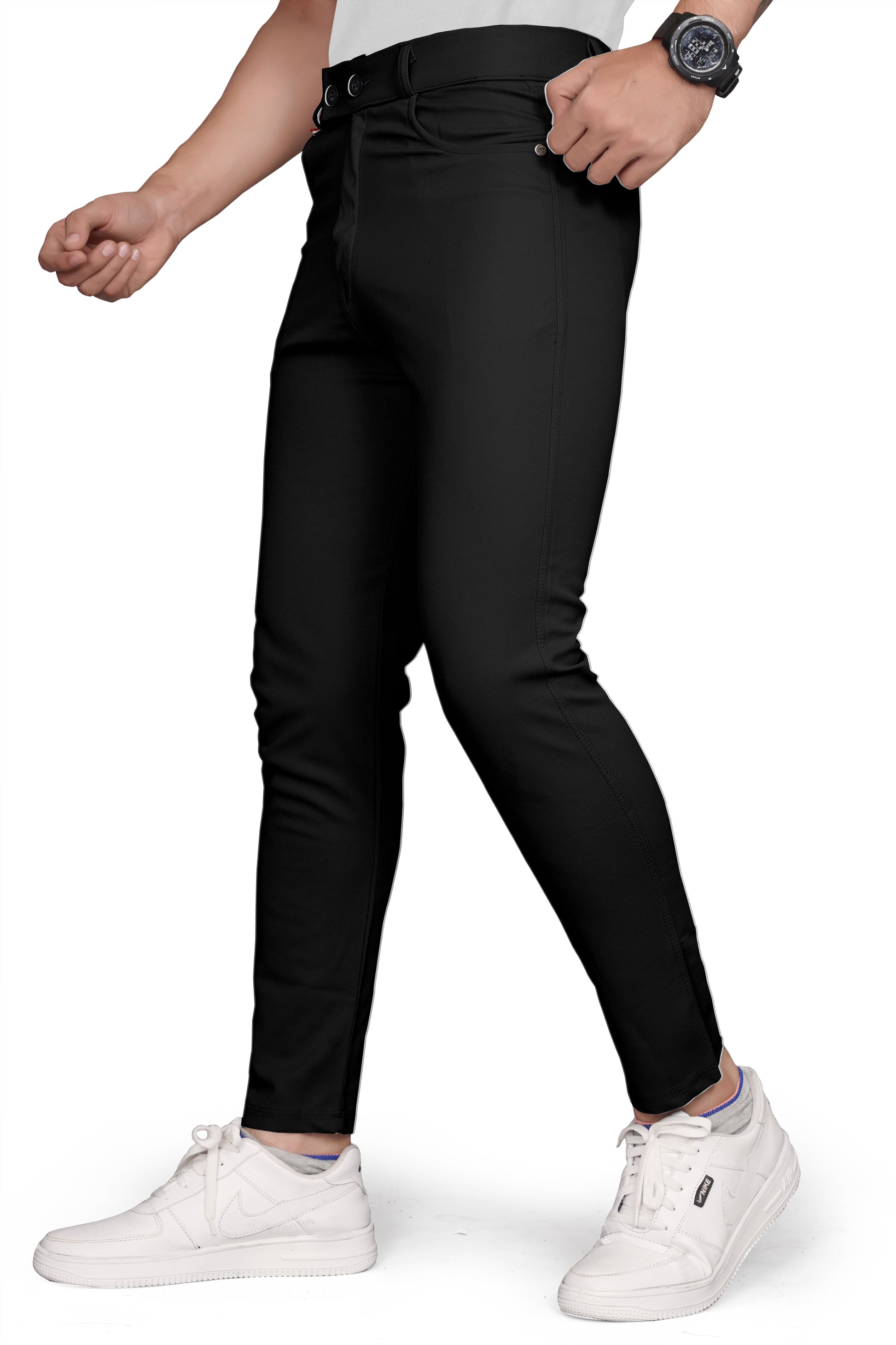 Black Cotton Blend Formal Trousers Pants For Mens SourceInfi