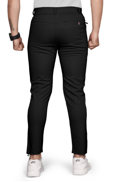 Black Cotton Blend Formal Trousers Pants For Mens SourceInfi