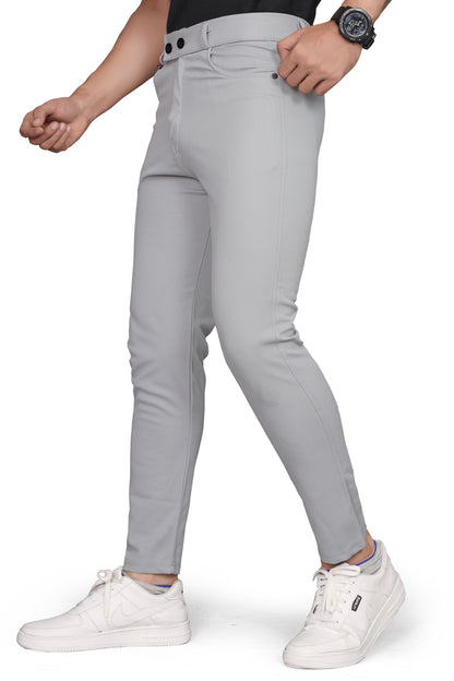 Light Grey Cotton Blend Formal Trousers Pants For Mens SourceInfi