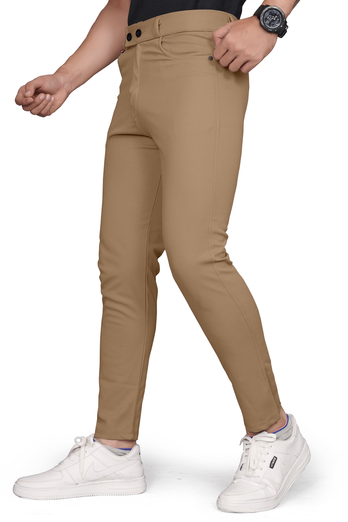 Khaki Cotton Blend Formal Trousers Pants For Mens SourceInfi