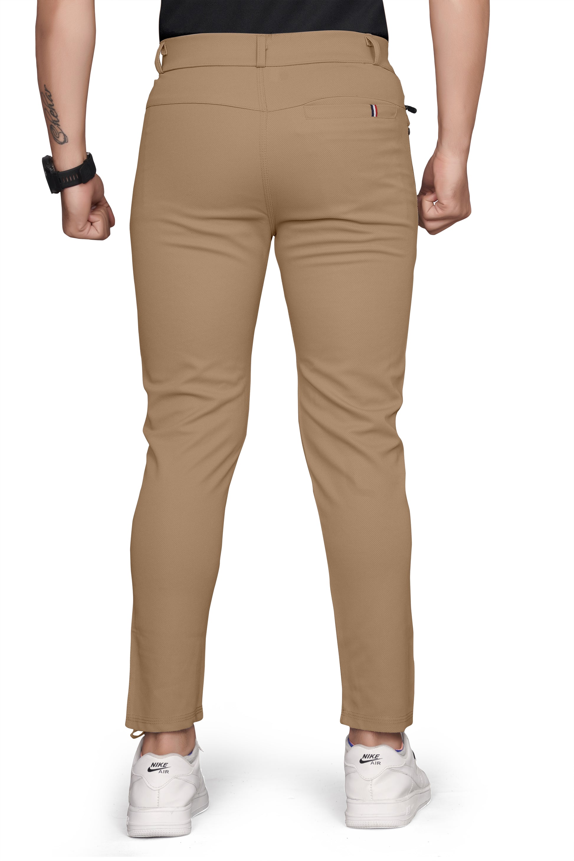 Khaki Cotton Blend Formal Trousers Pants For Mens SourceInfi