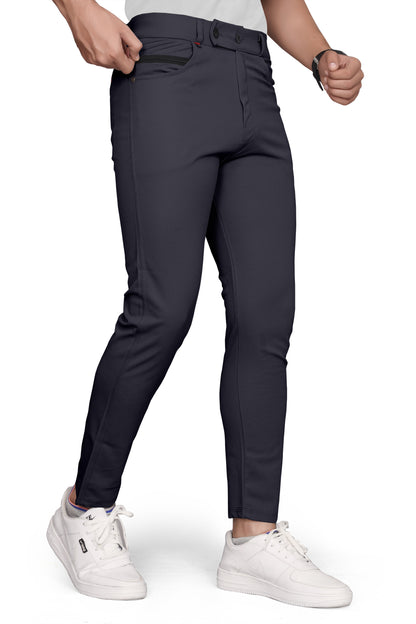 Dark Grey Cotton Blend Formal Trousers Pants For Mens SourceInfi