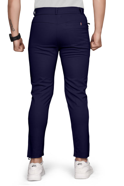 Navy Blue Cotton Blend Formal Trousers Pants For Mens SourceInfi