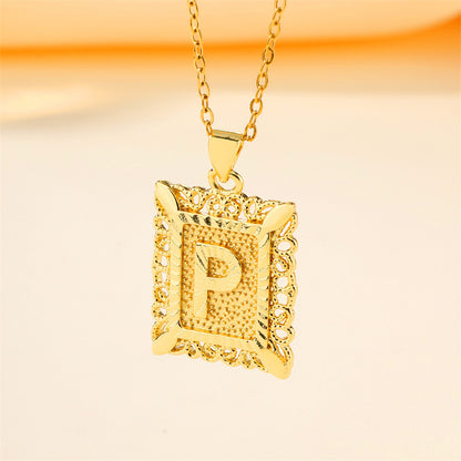 New Design Fashion Stainless Steel Letter Charm Necklace 18k Gold Plated My Store