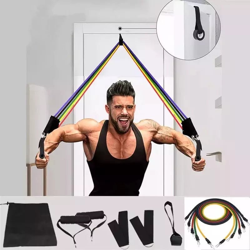 11 Pis Gym Power Resistance Band Set - My Fashion Sell