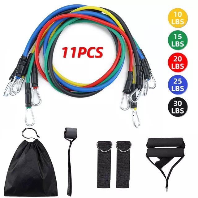 11 Pis Gym Power Resistance Band Set - My Fashion Sell