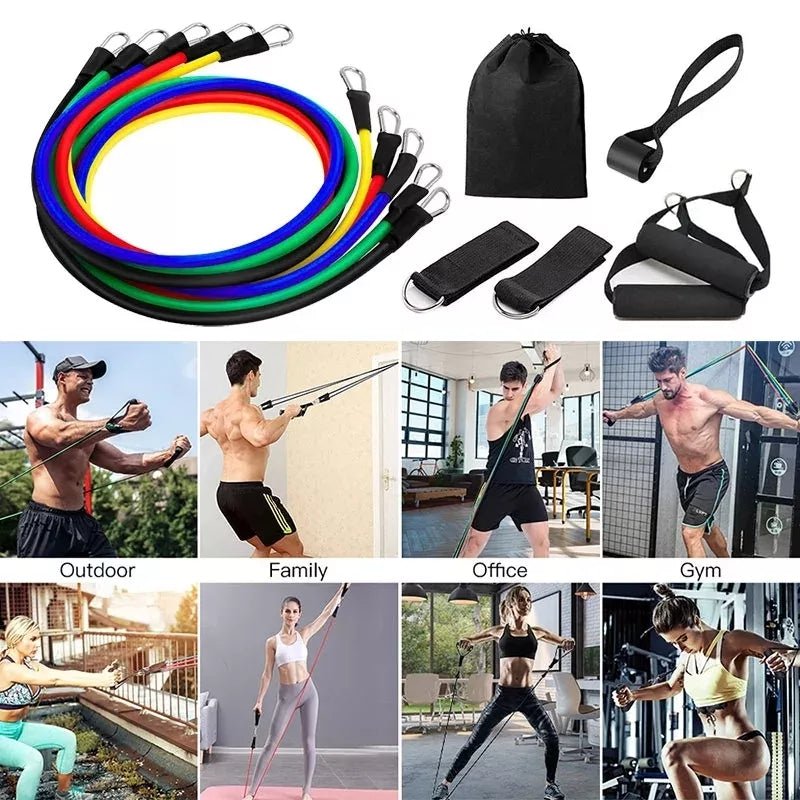 11 Pis Gym Power Resistance Band Set - My Fashion Sell