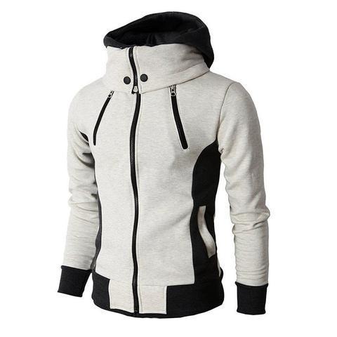 Men's Zip UP Hooded Jacket Fake Two Piece Sports Cardigan Casual Slim Sweatshirt Jacket My Store