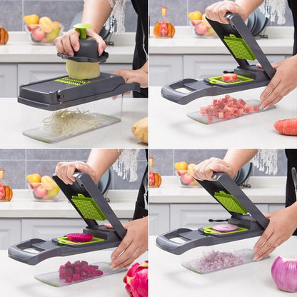 12 In 1 Manual Vegetable Chopper Kitchen Gadgets Food Chopper Onion Cutter Vegetable Slicer - My Fashion Sell