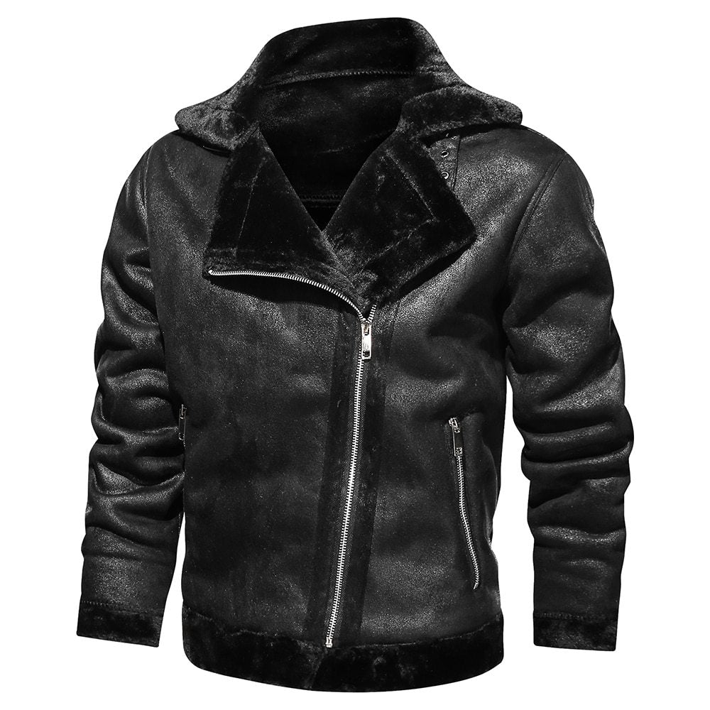 Retro Men Winter Suede Leather Jacket 3080