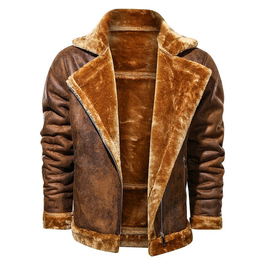 Retro Men Winter Suede Leather Jacket 3080