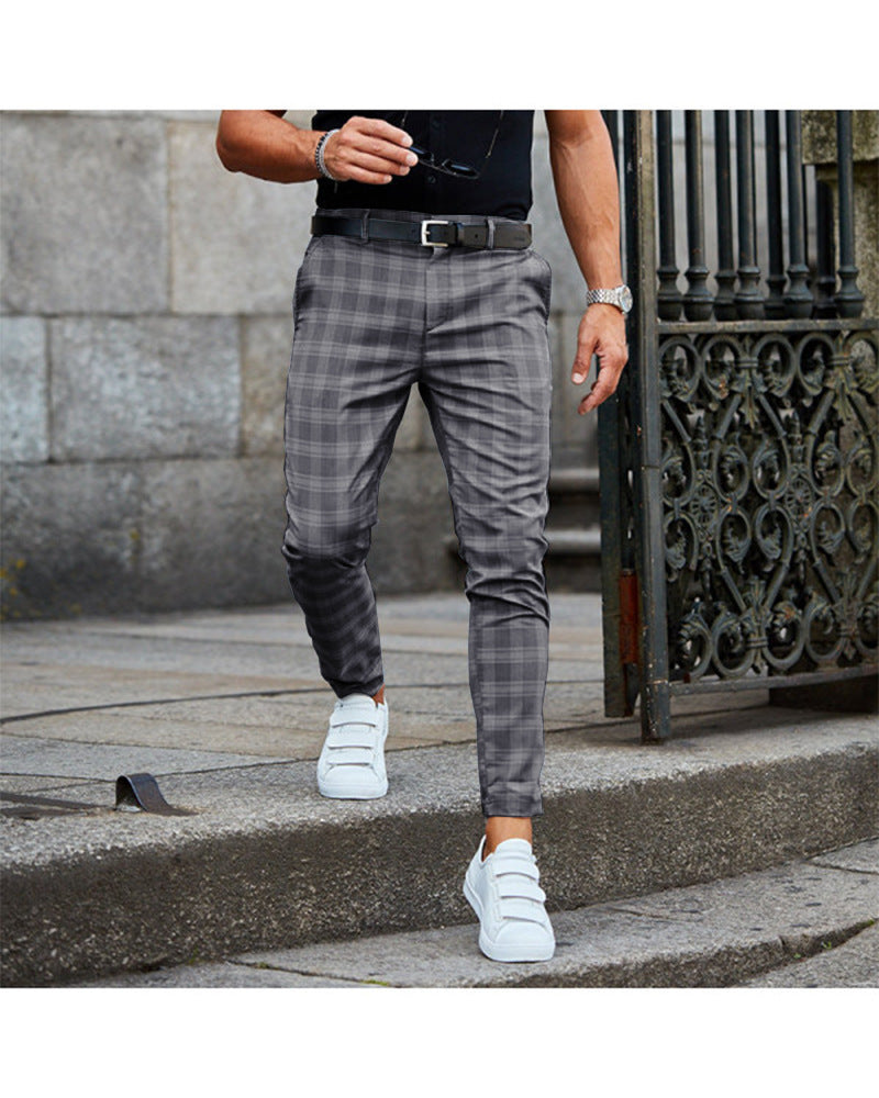 Plaid Print Pants Men's Casual Trousers Loose And Thin My Store