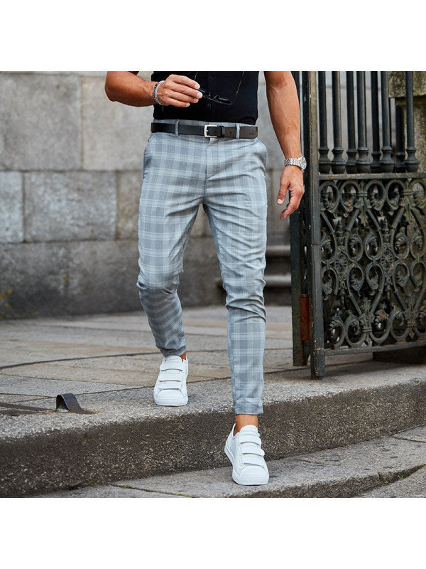 Plaid Print Pants Men's Casual Trousers Loose And Thin My Store