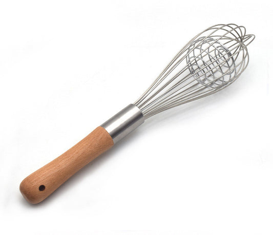 Kitchen Tool 11 Inch Wooden Handle Whisk Manual Stainless Steel Milk Frother Baking Hand Mixer My Store