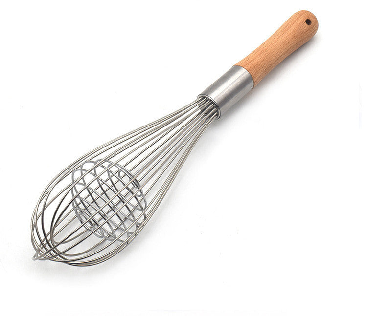 Kitchen Tool 11 Inch Wooden Handle Whisk Manual Stainless Steel Milk Frother Baking Hand Mixer My Store