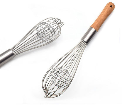 Kitchen Tool 11 Inch Wooden Handle Whisk Manual Stainless Steel Milk Frother Baking Hand Mixer My Store