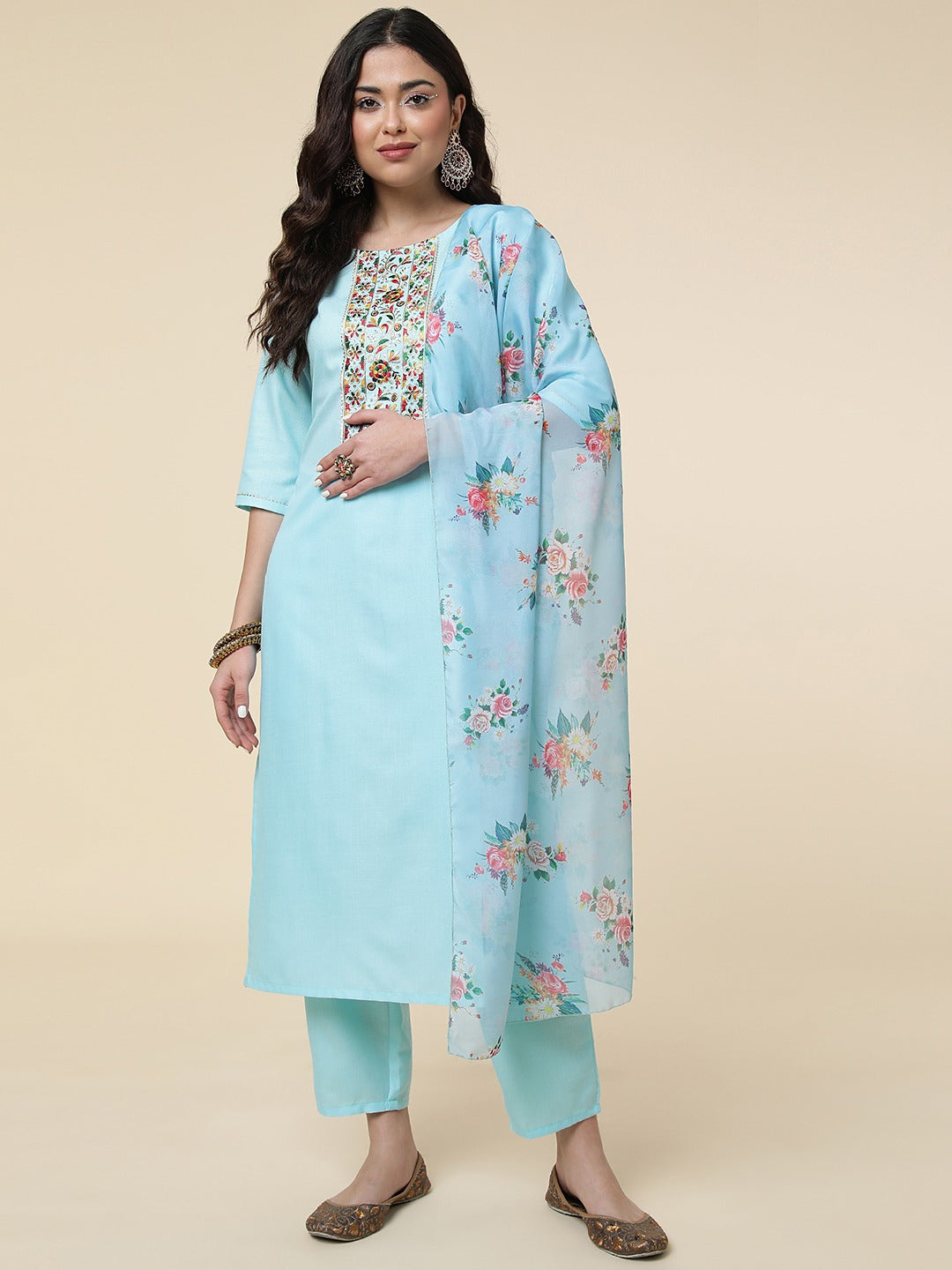 Amazing Party Wear Kurti Pant With Dupatta Set Dropshipera