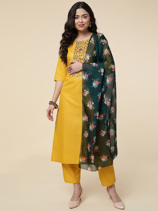 Amazing Party Wear Kurti Pant With Dupatta Set Dropshipera