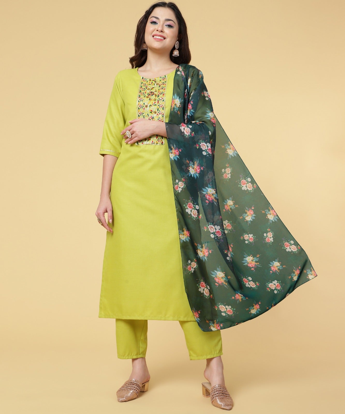 Amazing Party Wear Kurti Pant With Dupatta Set Dropshipera