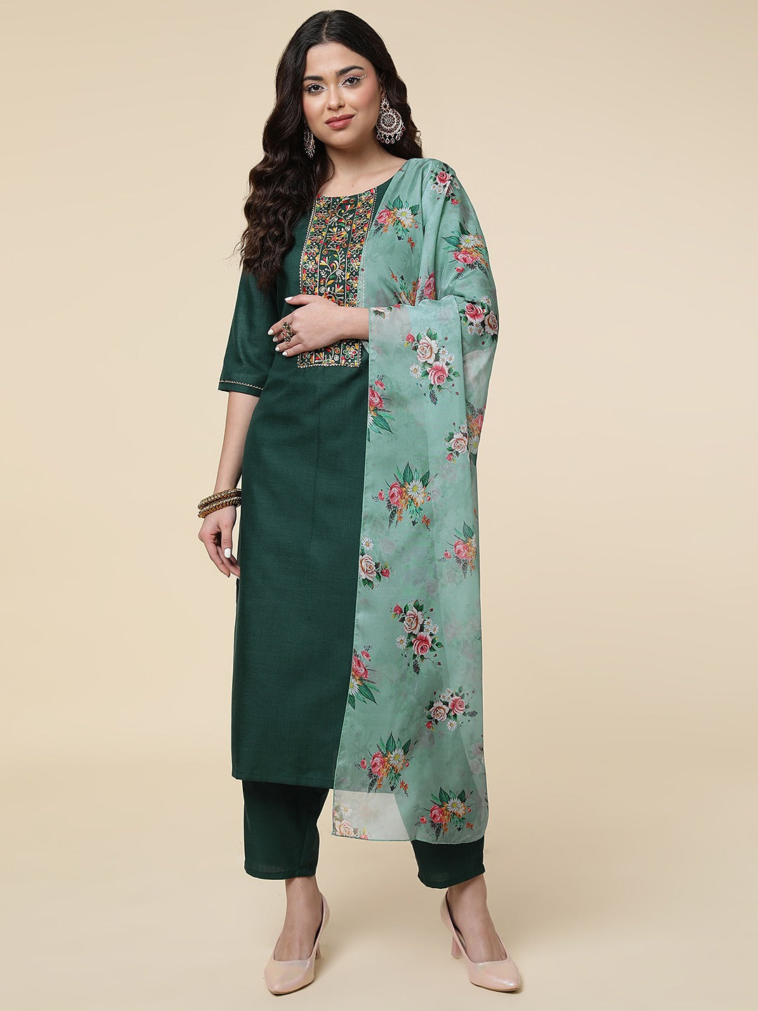 Amazing Party Wear Kurti Pant With Dupatta Set Dropshipera