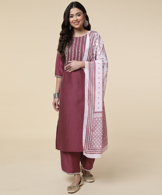 Women Stylish Daily Wear Kurti Pant With Dupatta Set Dropshipera