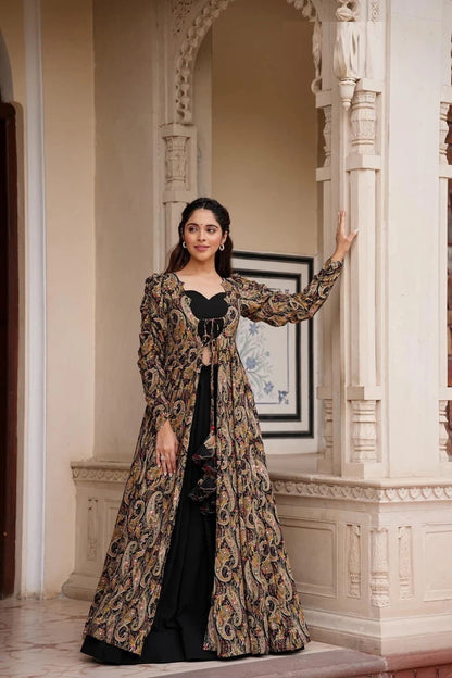 Black And Brown Stylish Women's Indo Western Dropshipera