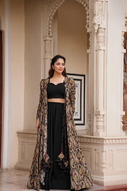 Black And Brown Stylish Women's Indo Western Dropshipera