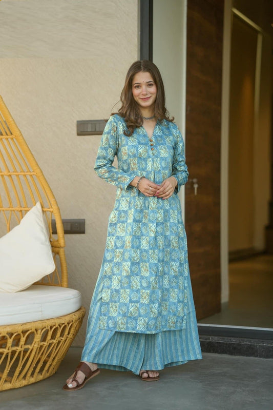 Casual Wear Printed Kurti With Bottom For Women's Dropshipera