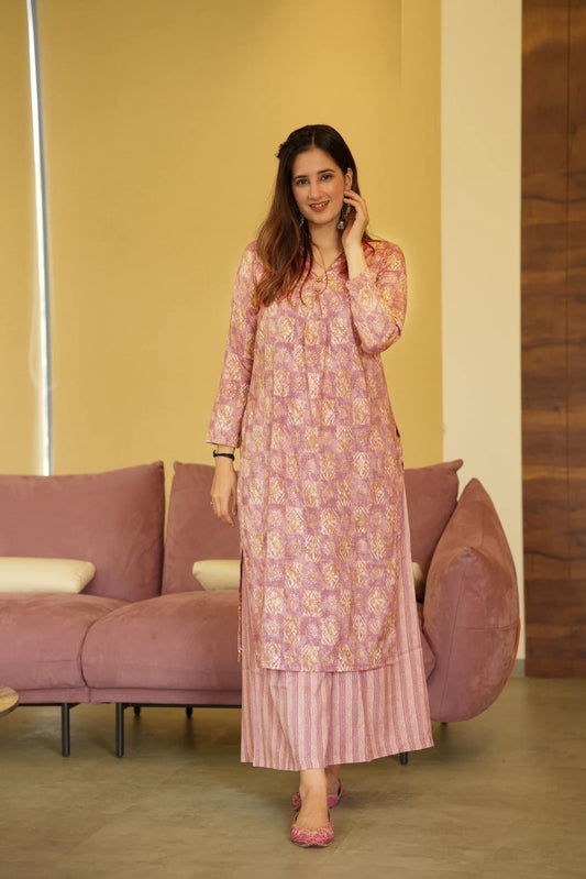 Casual Wear Printed Kurti With Bottom For Women's Dropshipera