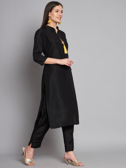 Black Colour Cotton Printed Dupatta With Kurta Pant Set For Women's Dropshipera