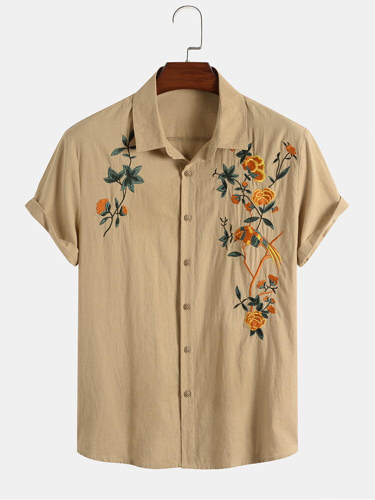 Men's Casual Wear Cream Colour Printed Cotton Shirt Dropshipera