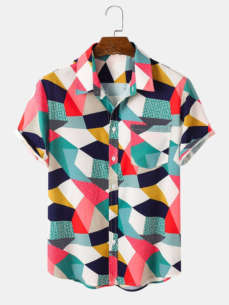 Men's Casual Wear Multicolor Colour Printed Cotton Shirt Dropshipera