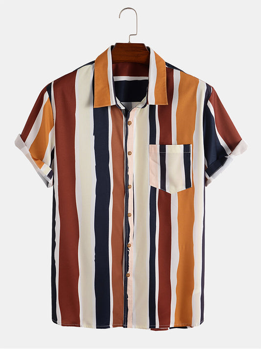 Men's Casual Wear Coffee Colour Printed Cotton Shirt Dropshipera