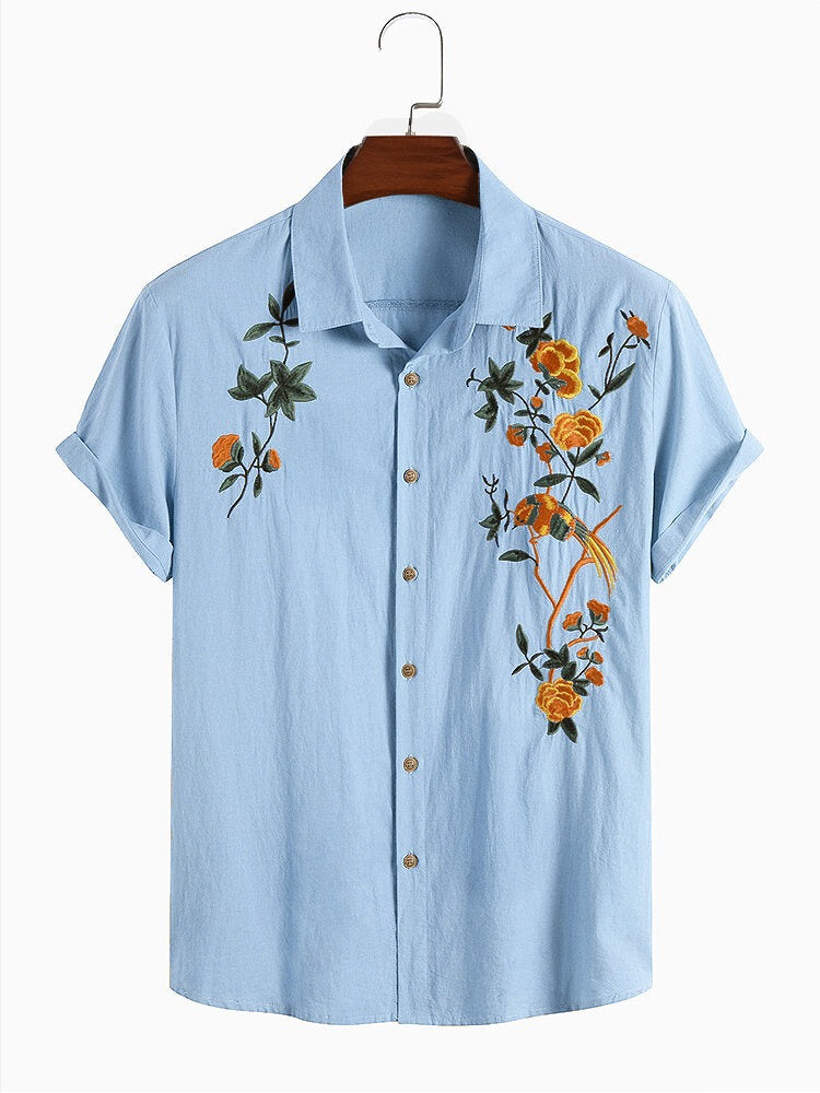Men's Casual Wear Sky Blue Colour Printed Cotton Shirt Dropshipera