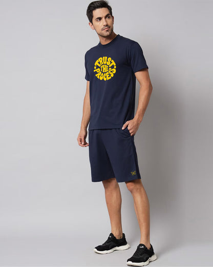 Navy Blue Plain T Shirt Half Sleeve And Shorts With Pocket Dropshipera