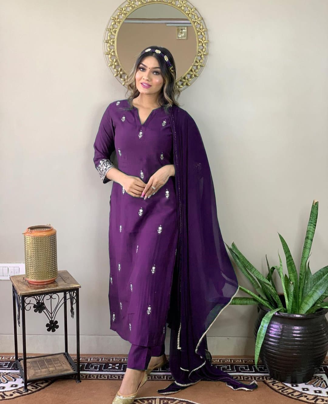 Blue Party Wear Embroidery Worked Kurta With Pant And Duppata Set Dropshipera