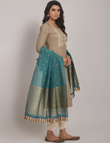 Chiku Party Wear Embroidery Worked Kurta With Pant And Duppata Set Dropshipera