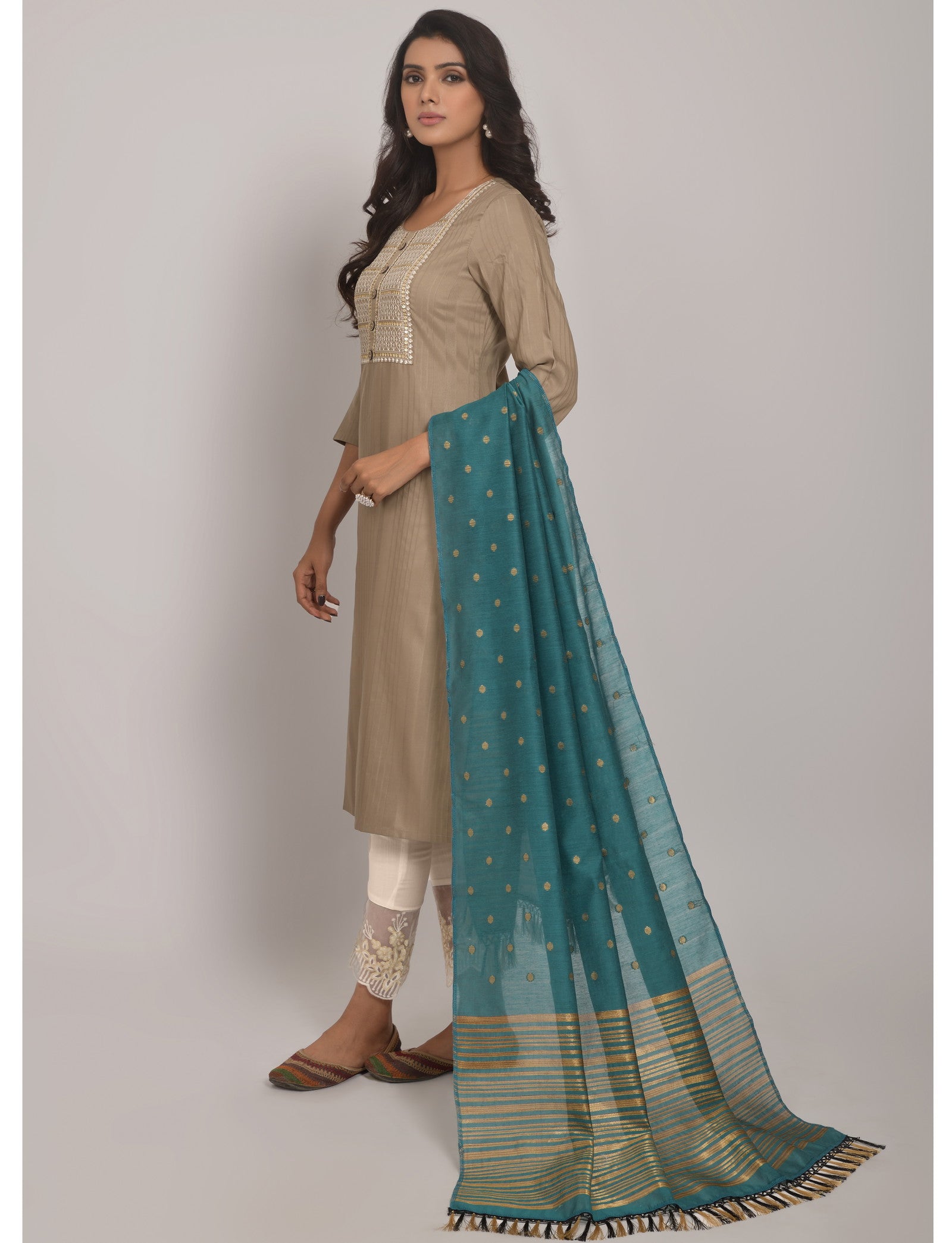 Chiku Party Wear Embroidery Worked Kurta With Pant And Duppata Set Dropshipera
