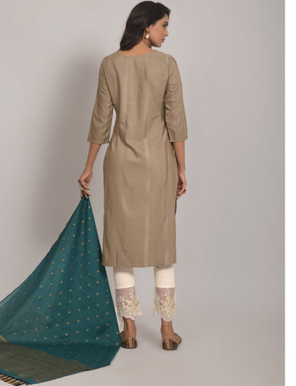 Chiku Party Wear Embroidery Worked Kurta With Pant And Duppata Set Dropshipera