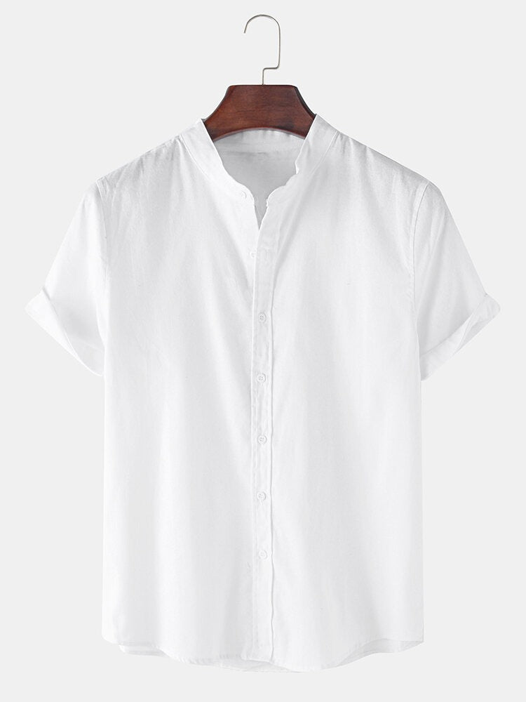 White Colour Men's Casual Wear Cotton Blend Plain Shirt Dropshipera
