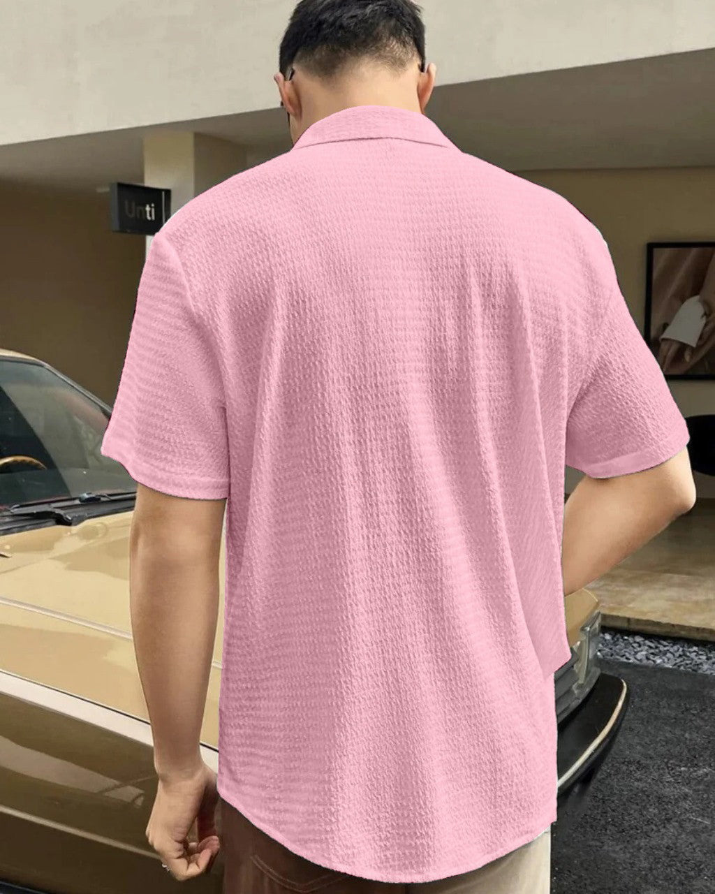 Pink Colour Men  Casual Wear Cotton Structured Shirt Dropshipera