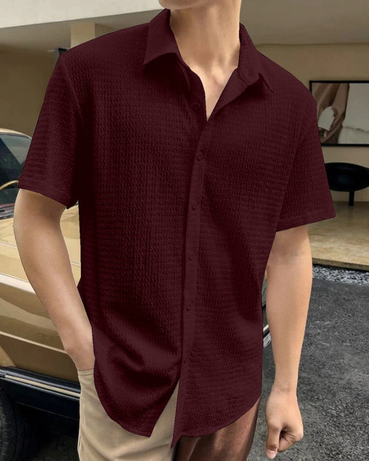 Maroon Colour Men  Casual Wear Cotton Structured Shirt Dropshipera
