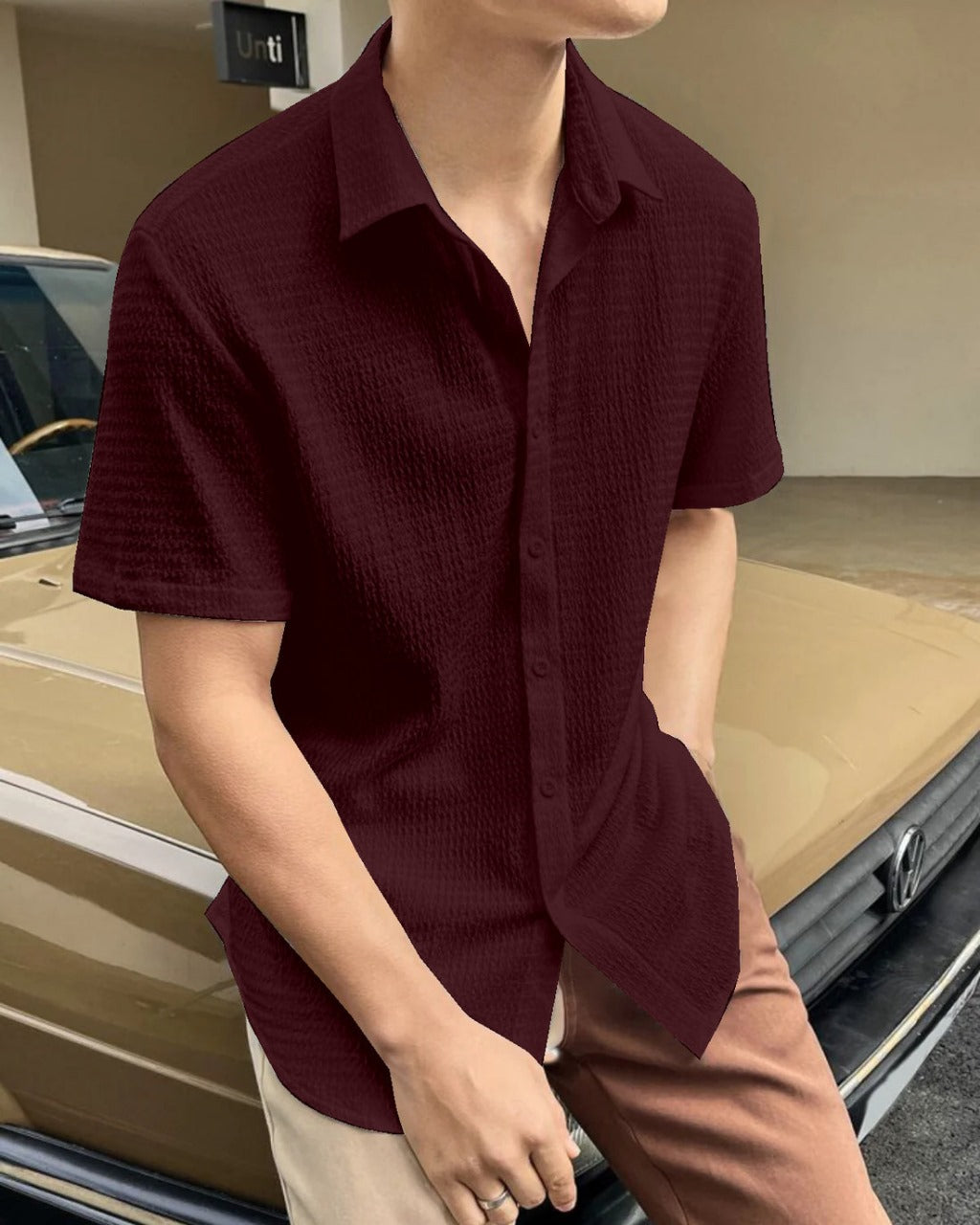 Maroon Colour Men  Casual Wear Cotton Structured Shirt Dropshipera