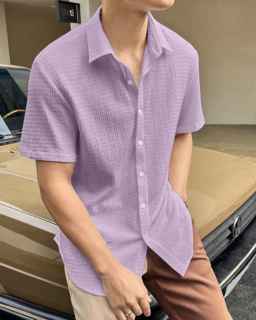 Levander Colour Men  Casual Wear Cotton Structured Shirt Dropshipera